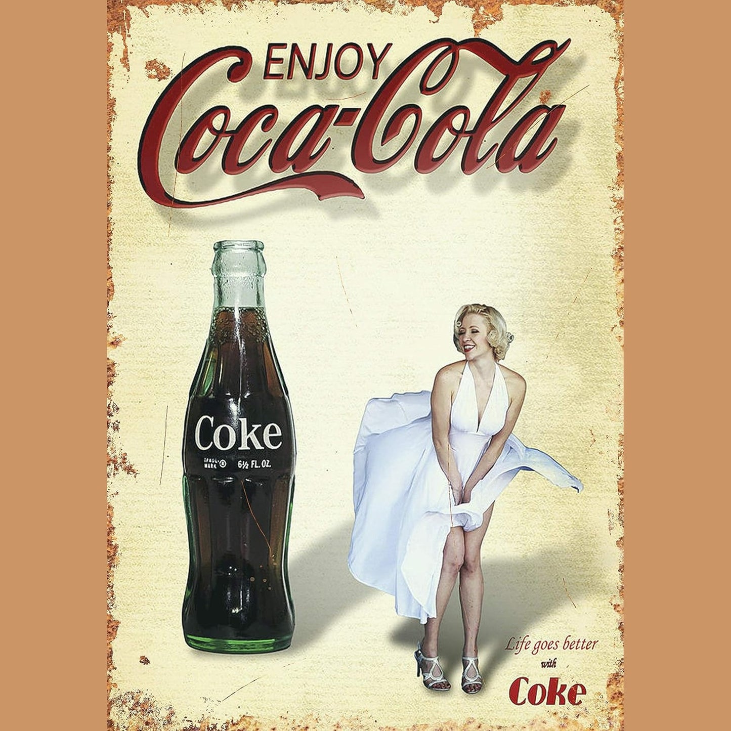 248974 - COCA COLA Vintage Wandwerbung Retro Blechschild, KÃ¼che Drink Pop UK, A5 (200 x 150 mm)