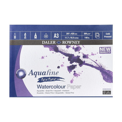 273916 - DALER ROWNEY Aquafine - Bllok me bojëra uji, 12 fletë A3 - 300gsm - Kokërr e imët