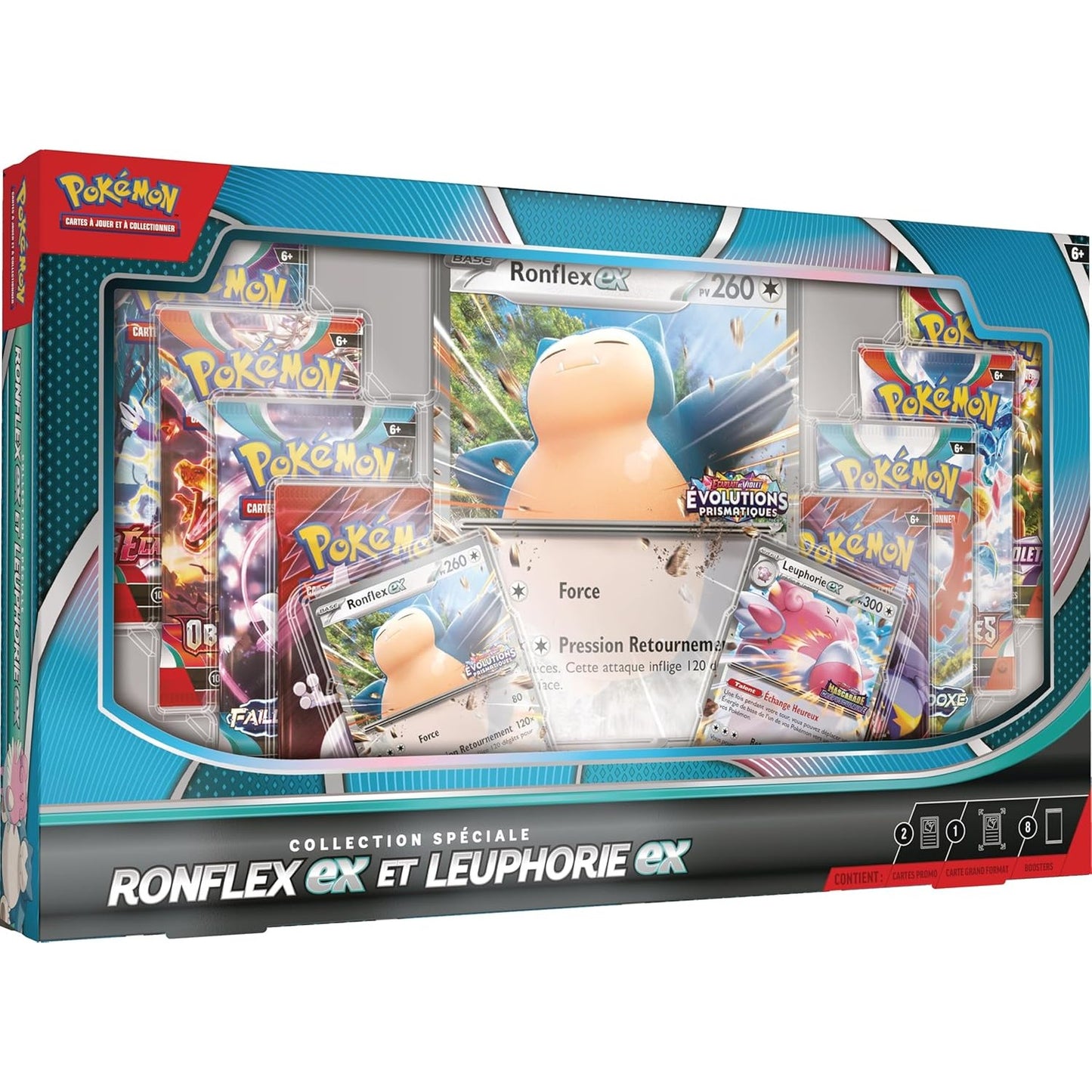 141642 - Pokémon: Koleksioni Special Snorlax-ex dhe Leuphorie-ex i Pokémon TCG (2 Karta Promocionale me Shkëlqim, 1 Kartë e Madhe me Shkëlqim dhe 8 Përforcues)