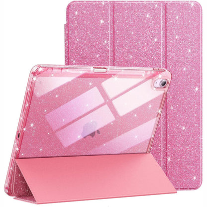 276965 - JETech Mbështjellëse me shkëlqim për iPad Air 11 inç M4/M3/M2 (2026/2025/2024), iPad Air 5/4 (2022/2020 5/4) me mbajtëse stilolapsi, mbulesë transparente (rozë)