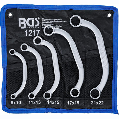 293672 - BGS 1217 | Set çelësash për starter dhe bllok | 5 copë | 8 x 10 - 21 x 22 mm | çelik krom vanadiumi | përfshirë qesen e mbështjellë Tetron