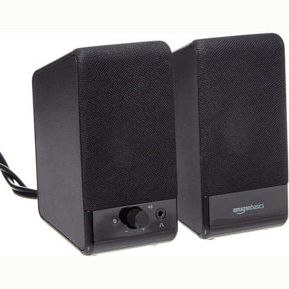 273975 - AMAZON BASICS Altoparlantë kompjuteri për PC desktop ose laptop, USB, të zinj, 7.1 x 8.1 x 13.4 cm