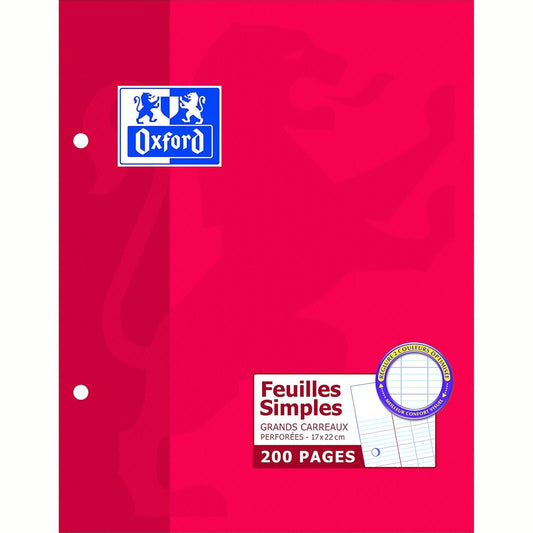 190544 - OXFORD - Pako me 100 fletë të thjeshta, 90gsm, rrjetë Seyès e madhe, formë 17x22cm, ngjyrë bardhë