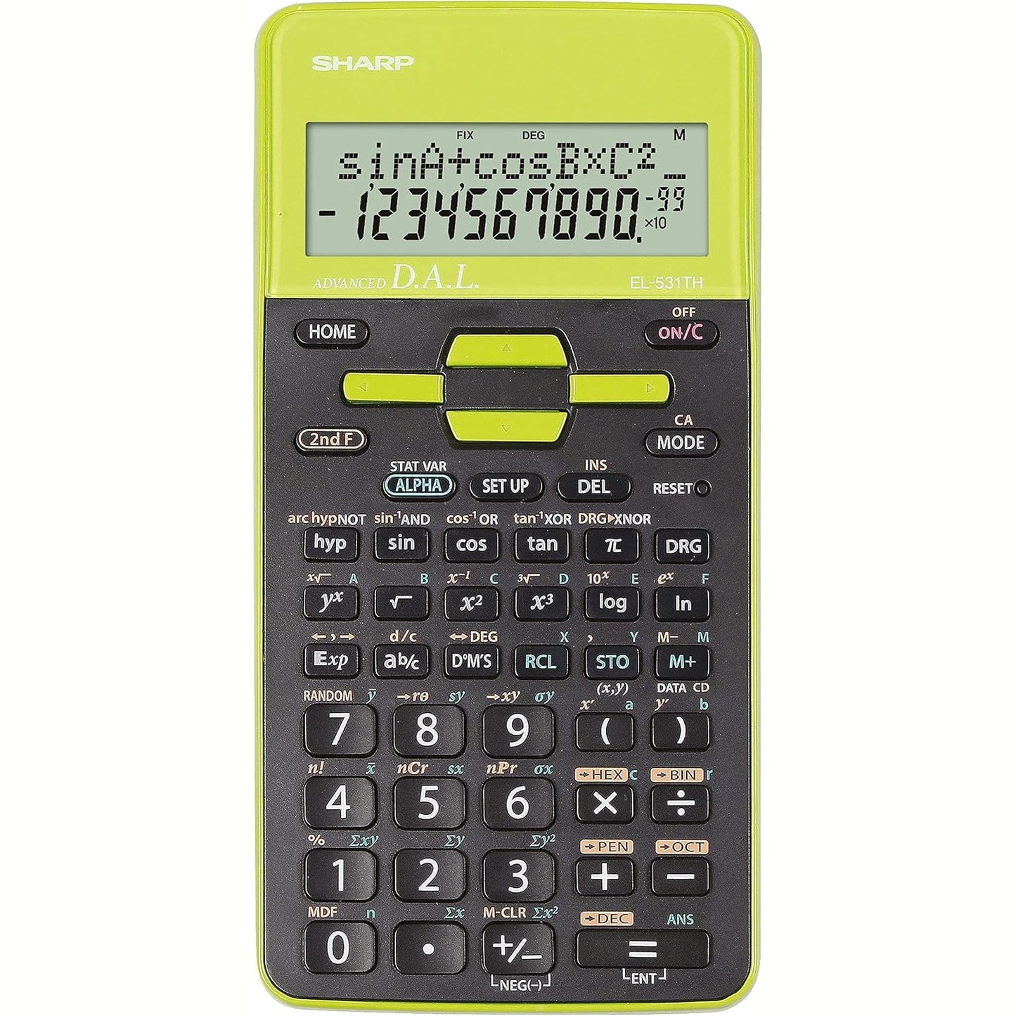 269222 - SHARP Kalkulator Shkollor Shkencor EL-531 TH-GR (ekran me 2 rreshta, hyrje DAL, bateri) Jeshile