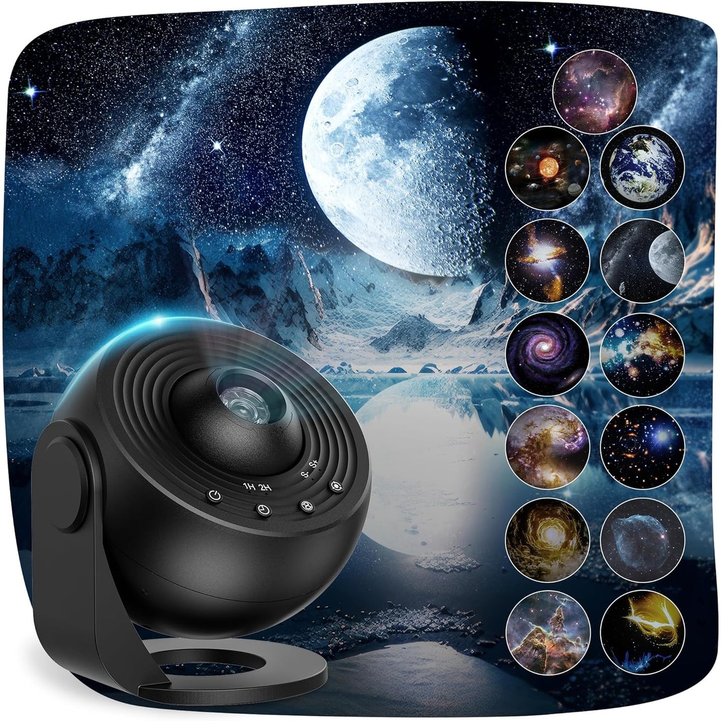 222449 - Projektor yjesh Macchiatto Upgrade, Llambë Projektori Galaxy me 13 Disqe Planetesh, projektor planetariumi për dekor dhome