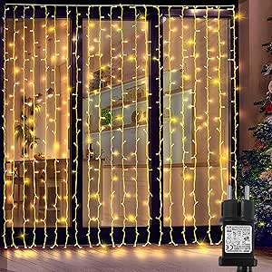 224966 - Zewool Perde 3x3m, 300 Drita LED me Tel, e Bardhë e Ngrohtë, IP65 e Papërshkueshme nga Uji, 8 Mënyra, Kohëmatës, për Krishtlindje, Dasma, Festa