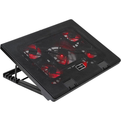 305361 - MARS GAMING MNBC2 - Bazë Ftohëse për Laptop deri në 17.35", 5 Ventilatorë Ultra të Qetë, Ndriçim LED i Kuq, 2 x USB 2.0, E Zezë dhe e Kuqe