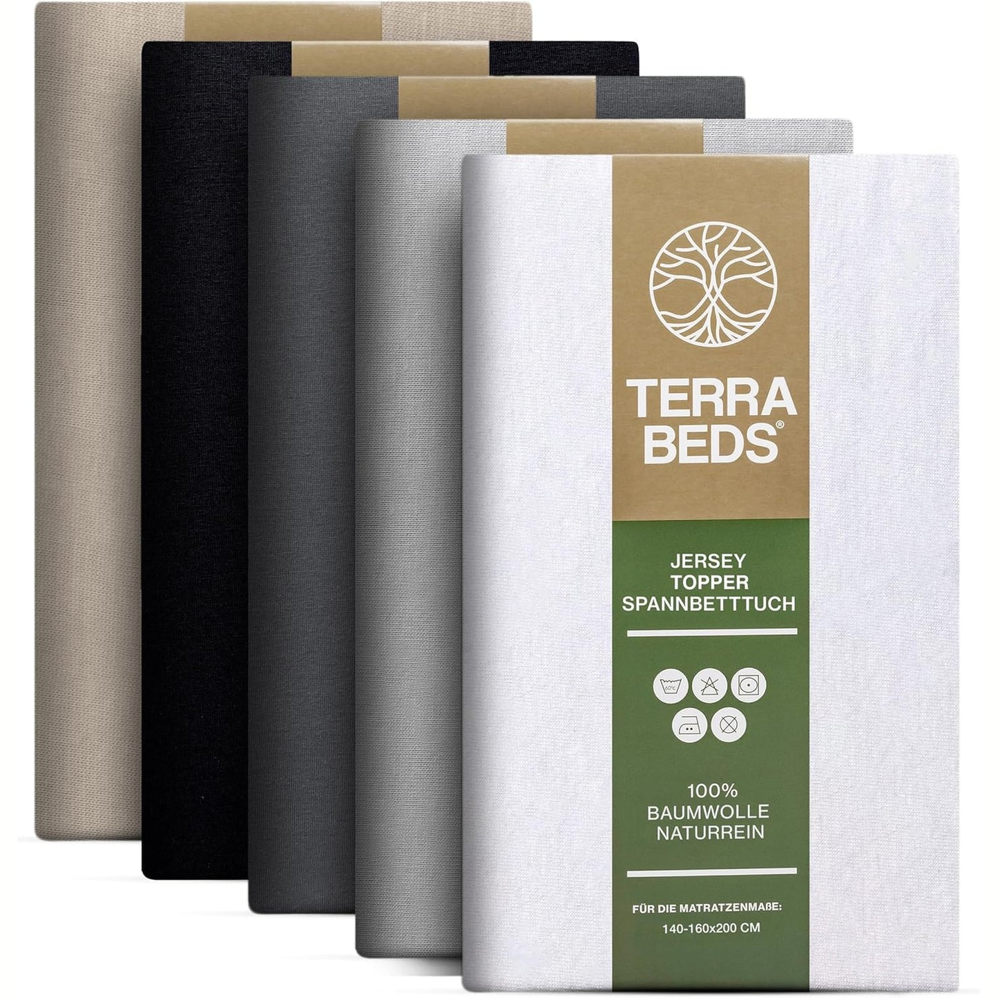 224475 - TERRA BEDS Çarçaf i Fiksuar Premium 140x200cm - 160x200cm, 160g/m2, 100% Pambuk Oeko-TEX