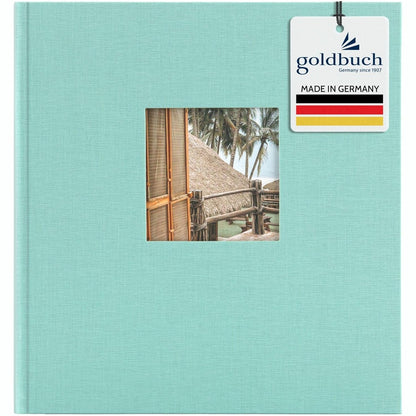 256274 - GOLDBUCH Album fotografish 27507 me prerje në dritare, Bella Vista Trend, 30 x 31 cm, 60 faqe të bardha me ndarëse qelqi, libër fotografish prej liri, ngjyrë akua