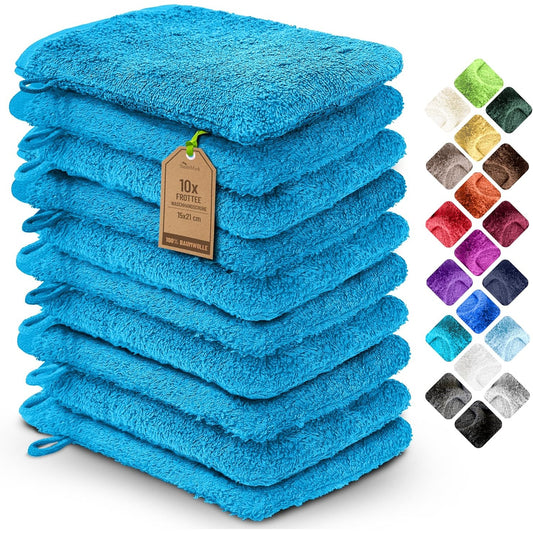 137296 - NATUREMARK Doreza Banjo 10-copë, 100% Pambuk Terry, të Buta dhe të Qëndrueshme, 15x21cm - Ngjyrë Bruz