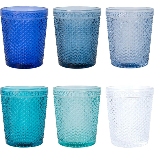 136376 - VILLA D'ESTE HOME TIVOLI Set prej 6 Gotash Uji, 300 ml, Materiali Gotë, Sipërfaqe me Efekt Diamanti, Honey Ocean