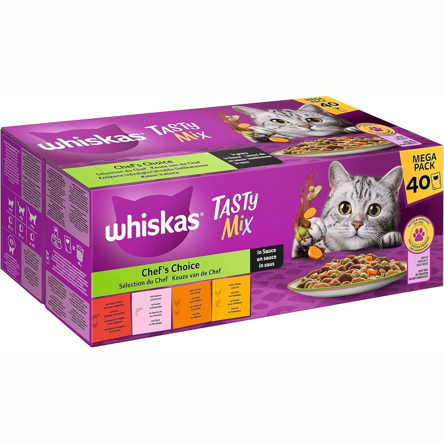 227588 - WHISKAS Ushqim i lagësht për mace TASTY MIX në salcë 40 x 85g Zgjedhja e Shefit