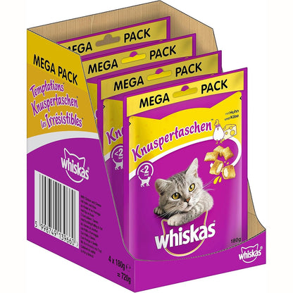 215545 - WHISKAS Crispy Bags Ushqim i lehtë për mace me aromë pule dhe djathi, pako me 4 copë, 4x180g