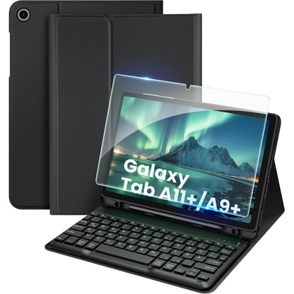 295976 - EASYACC Mbulesë tastiere e përputhshme me Samsung Galaxy Tab A11 Plus/A9 Plus 11 inç 2025 dhe 2023 me mbrojtës ekrani, [QWERTZ gjermanisht], mbulesë mbrojtëse tastiere e shkëputshme me mbajtëse lapsi (e zezë)