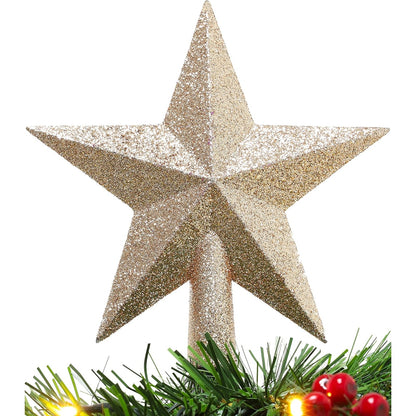185582 - CHRISTMAS CONCEPTS® Dekor i Krishtlindjeve në Formë Ylli me Shkëlqim 20cm - Dekori i Pemës së Krishtlindjeve (Ngjyra Shampanjë)