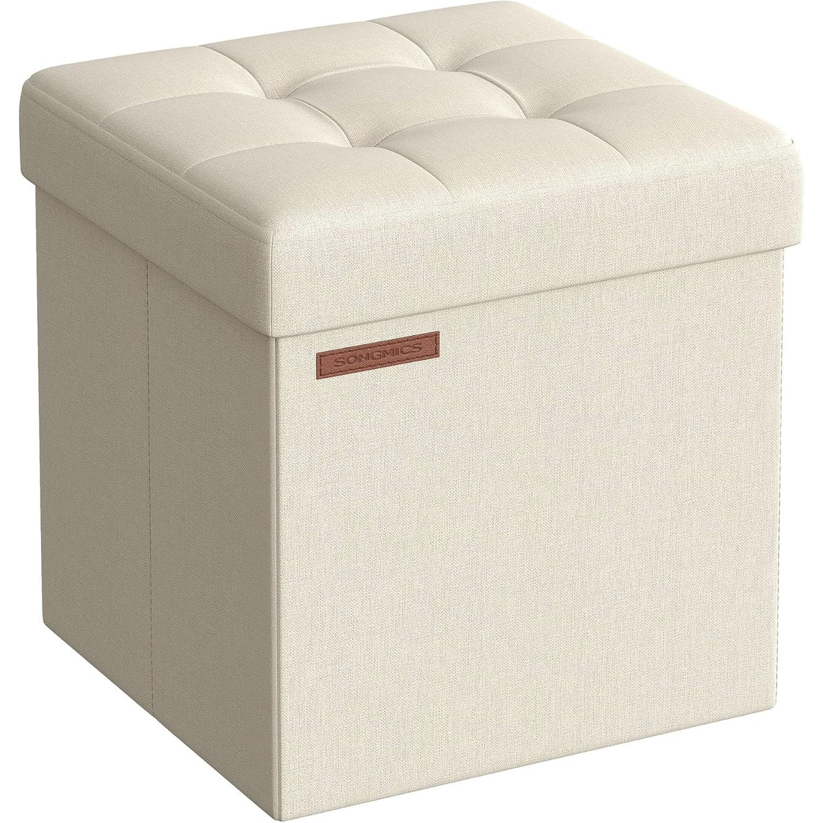 322455 - SONGMICS Koleksioni Mazie - Karrige me Depozitim, Mbështetëse Këmbësh e Palosshme 38 cm, E Bardhë Krem LSF027W01