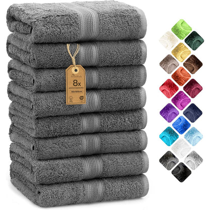 183626 - NATUREMARK - Seti i 8 Peshqirësh, 100% Pambuk, Madhësia 50×100 cm, Gri Antracit, Thithës dhe të Qëndrueshëm