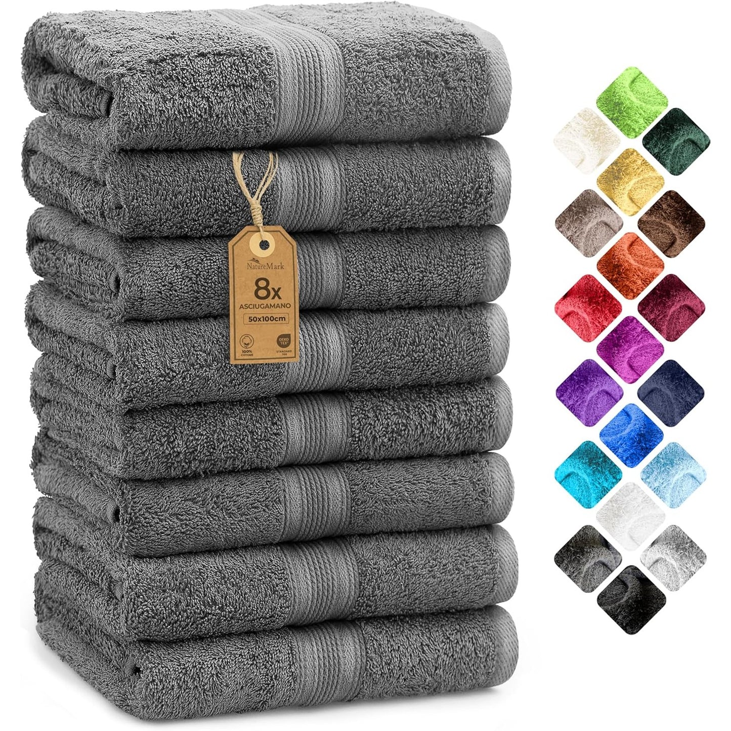217970 - NATUREMARK Set Peshqirësh 50x100 cm, 100% Pambuk, Peshqir thithës dhe të qëndrueshëm, Blu Mbretërore