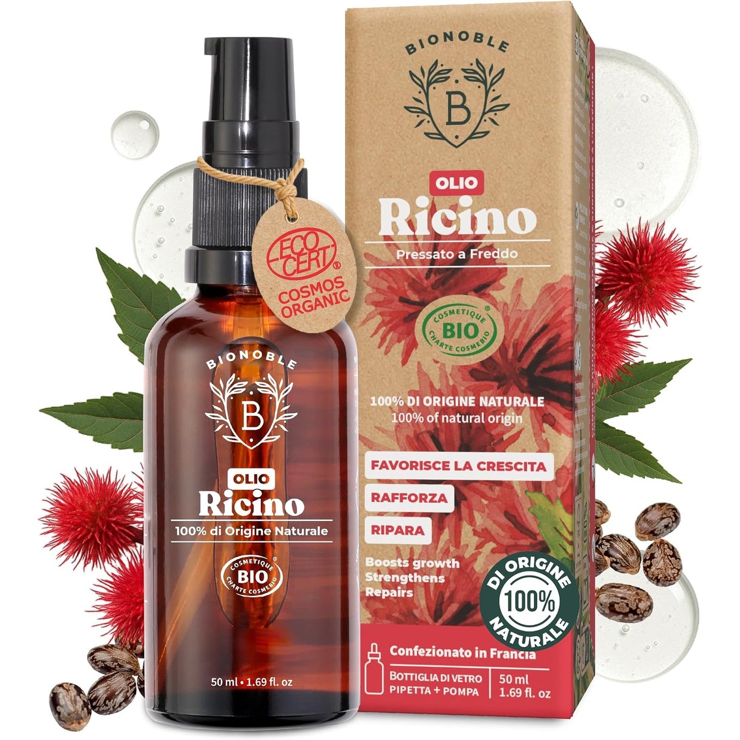 321834 - BIONOBLE Vaj ricini organik i shtypur në të ftohtë - Flokë, qerpikë, vetulla - 50 ml