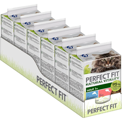 178117 - PERFECT FIT Çanta për mace, Natural Vitality Adult 1+, me Peshk Deti të Thellë dhe Salmon, Paketim i Shumëfishtë 6 x (6 x 50g)