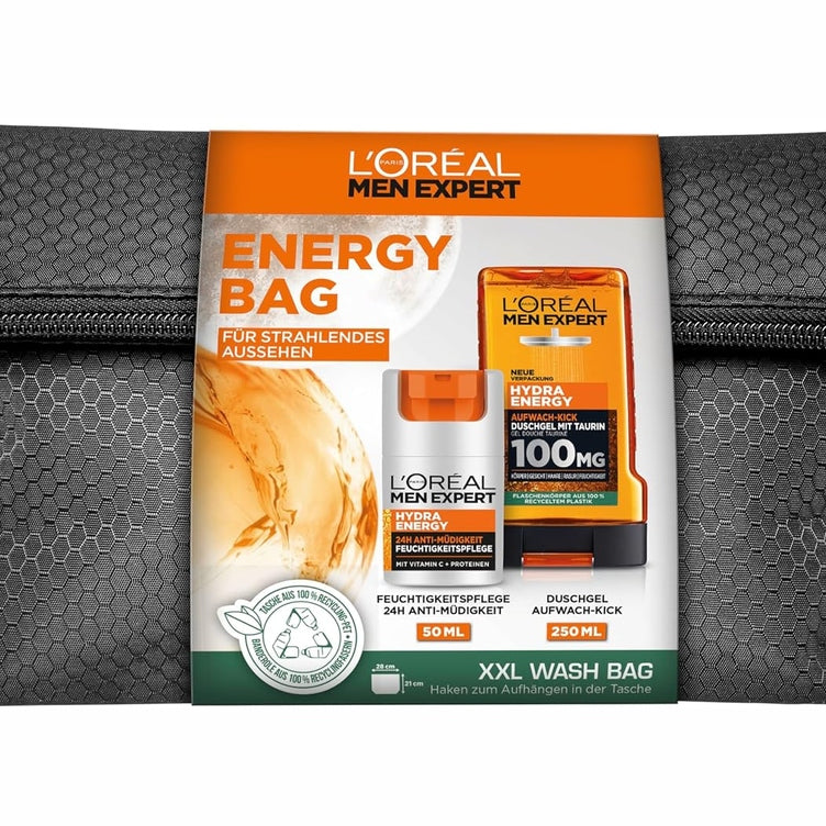 301124 - L'ORÉAL PARIS MEN EXPERT - Set Dhurate për Burra, Krem Hidratues 50 ml dhe Xhel Dushi 250 ml, Set Kujdesi Hydra Energy