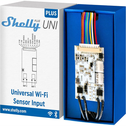 288766 - SHELLY Plus Uni - Modul i Mençur Wi-Fi me Kontakte pa Potencial, Tension i Ulët, Automatizim në Shtëpi, Nuk Kërkohet Hub, Voltmetër i Preciz, Numërues Pulsi, Ndërfaqe Sensori, Alexa dhe Google Home.