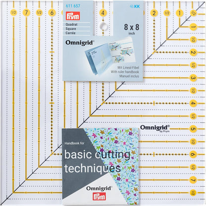 252482 - PRYM 611657 Patchwork Square 8 x 8 inç Omnigrid Lineal, Artworkstoff, transparent