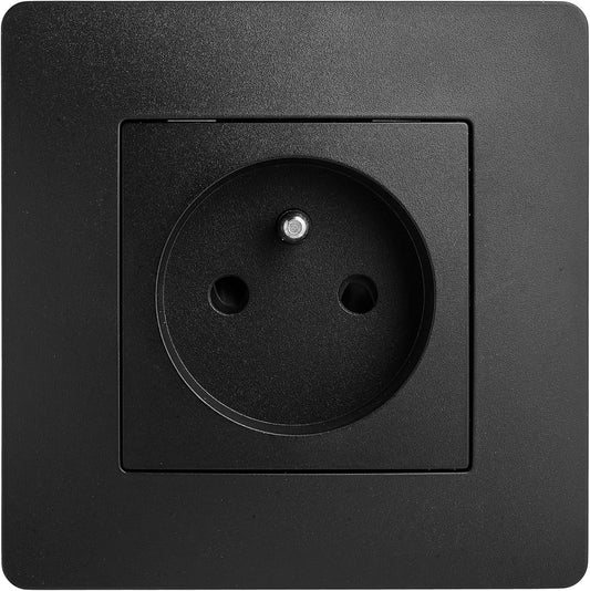 165386 - DEBFLEX - Prizë Elektrike Caly 2P+E, Prizë Muri me Tokëzim, 16A, Plastikë, Montim i Rreshtuar, E Zezë, 85x85x41mm