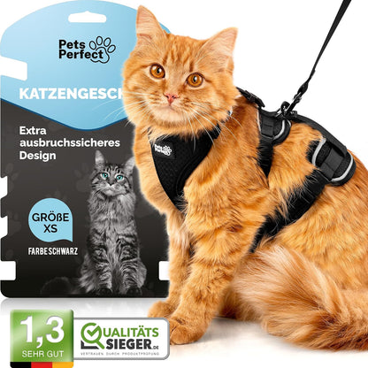 222757 - PETS PERFECT Set Rripash për Mace me Zinxhir, Madhësia XS, e Zezë