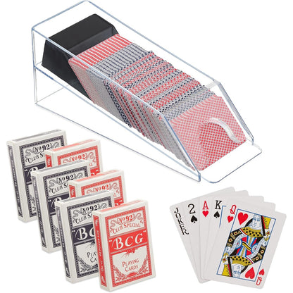 214632 - RELAXDAYS Shpërndarës letrash me 6 pako, aksesor për blackjack, LxGxTh: 10 x 10 x 29 cm, transparente/e zezë