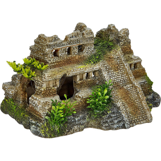 209030 - NOBBY Aqua Ornaments 28190 - Dekoracija për akvarium me dizajn rrënojash maja dhe bimësh, me përmasa 217 x 147 x 117 mm