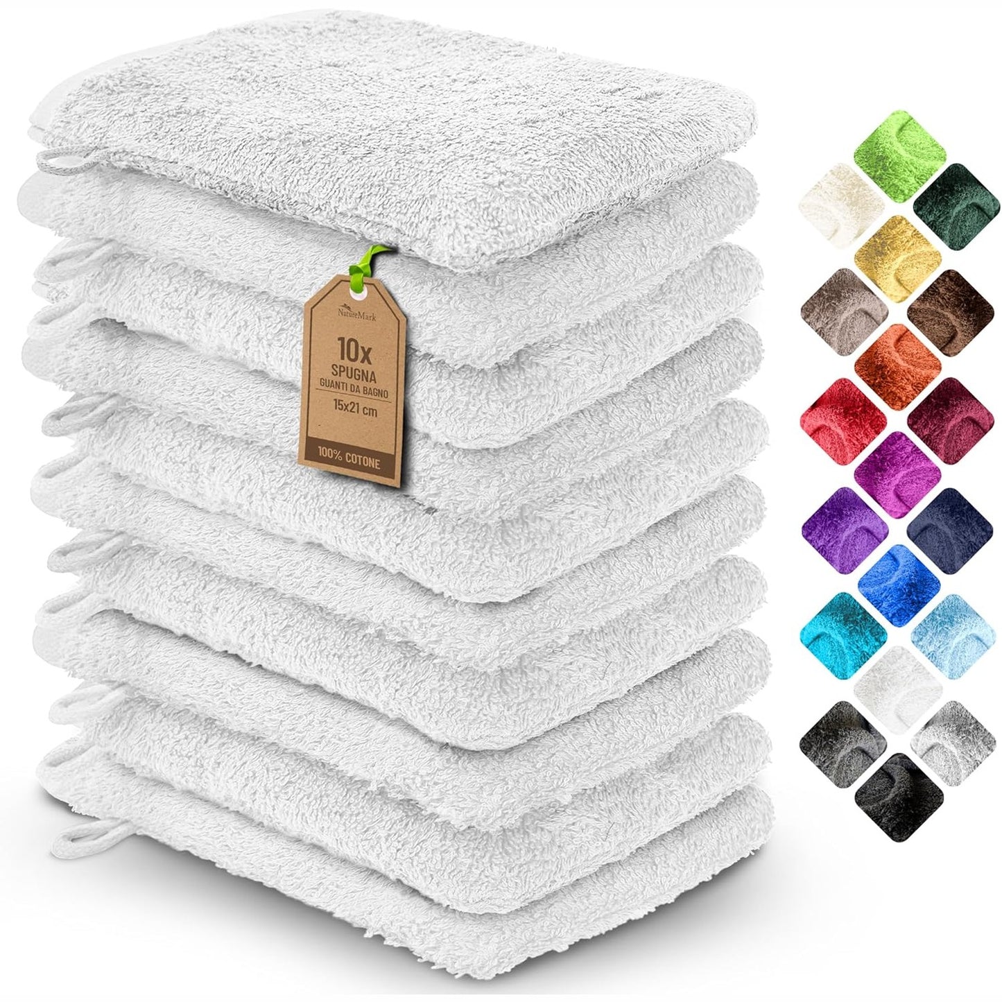 252451 - NATUREMARK Set me 10 peshqirë Terry 100% Pambuk, i butë dhe i qëndrueshëm, ideal për kujdesin e përditshëm dhe për mysafirët, ngjyrë bruz, 15x21 cm