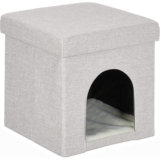 195445 - RELAXDAYS Shpellë për Mace dhe Qen të Vegjël, Stol Praktik dhe Vend Strehie, Madhësi (L x G x Th): 38.5 x 37 x 37 cm, Ngjyra Bezhë