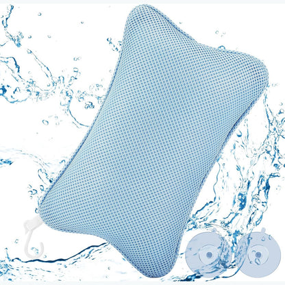 216598 - COLLAZOEY Jastëk Banjo për Vaskë, Ergonomik Spa, 2 gota thithëse, për relaksim optimal të qafës, Blu