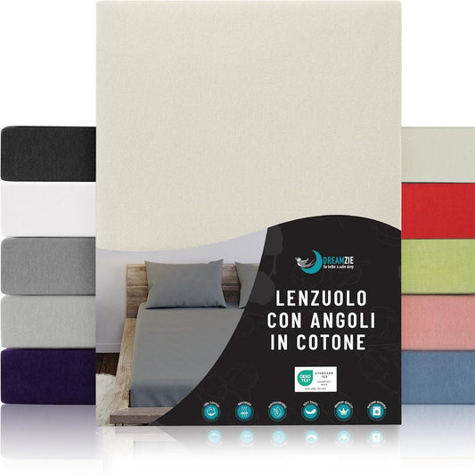 237035 - DREAMZIE Çarçaf i montuar 70x160cm, 100% xhersi pambuku e certifikuar Oeko-Tex, Bezhë, me cepa elastikë