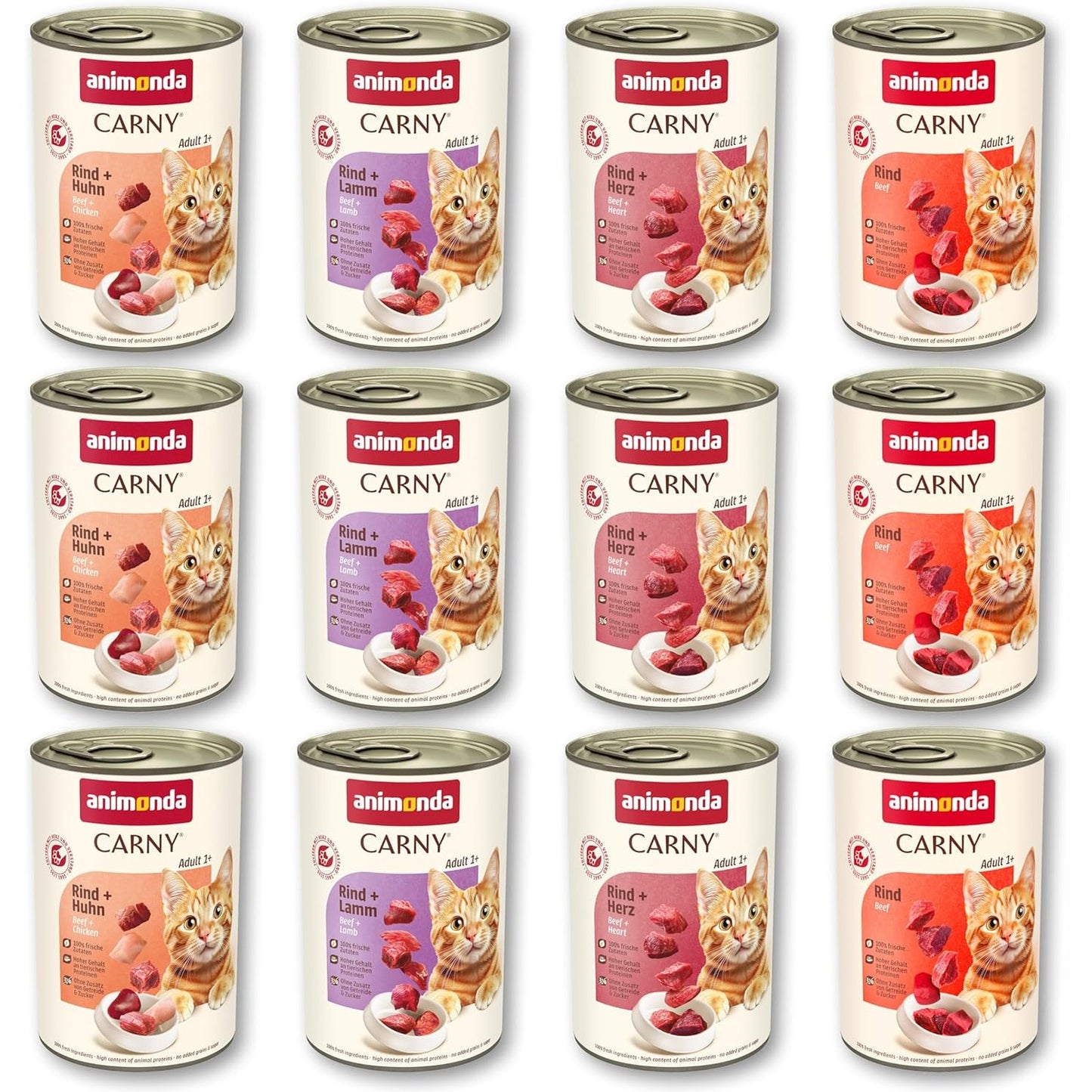 227294 - ANIMONDA Carny Adult Savory Variety (12 x 400 g), ushqim i lagësht për mace të rritura, pa drithëra dhe pa sheqer