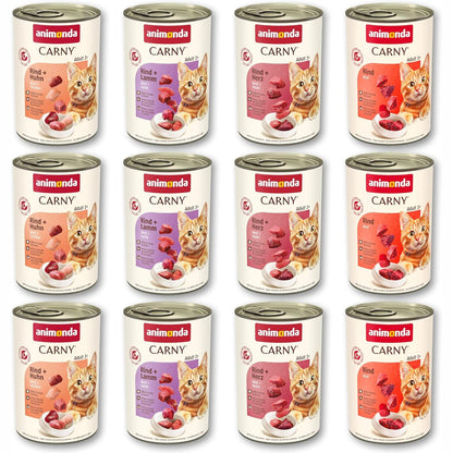 227294 - ANIMONDA Carny Adult Savory Variety (12 x 400 g), ushqim i lagësht për mace të rritura, pa drithëra dhe pa sheqer