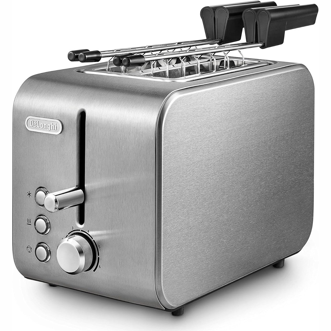 221242 - DE'LONGHI Toster CTX2203.S, me mashë, Kontroll Progresiv i Skuqjes, 3 Funksione, Tabaka për Thërrime, Këmbë që Nuk Rrëshqitin, Fuqi 550 Vat, Plastikë, Ngjyrë Argjendi