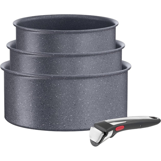 292232 - TEFAL Set me 2 tenxhere 16/18/20 cm + dorezë e lëvizshme, e pajtueshme me induksion, shtresë jo ngjitëse, e stivueshme, e sigurt për lavastovilje, e prodhuar në Francë, natyrale L7669253