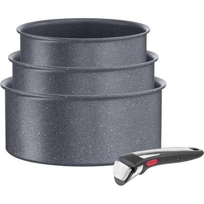 235052 - TEFAL Set me 3 tenxhere Ingenio 16/18/20 cm + dorezë e lëvizshme, e pajtueshme me induksion, shtresë jo ngjitëse, e sigurt për lavastovilje, e prodhuar në Francë, natyrale L7669253