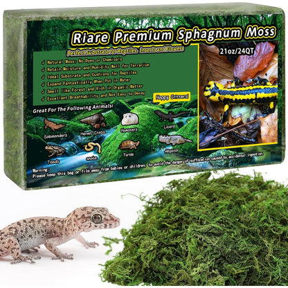 216227 - RIARE Myshk natyral sfagnumi për zvarranikë, substrat për gjarpërinj, geko (600g)