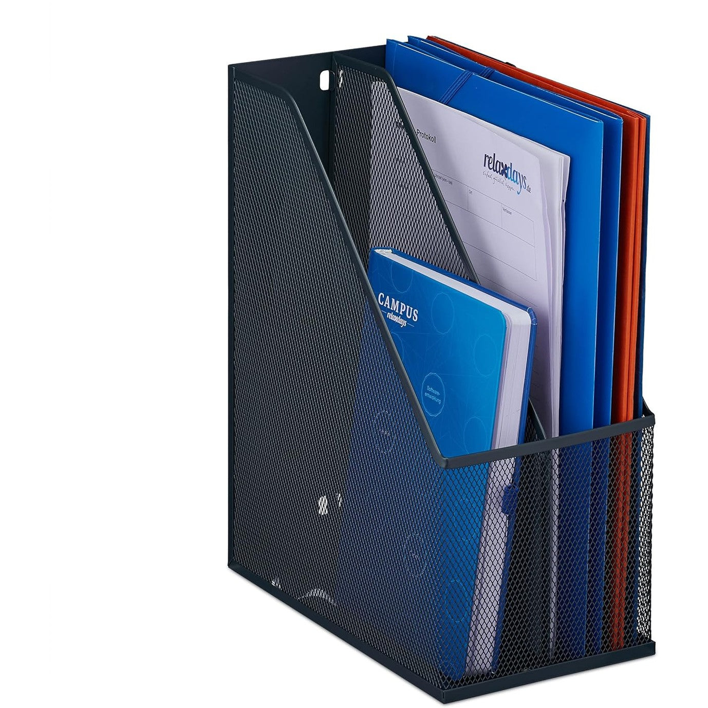 223955 - Organizues Dosjesh Relaxdays në Këmbë, A4 - 2 Ndarje - Metal - LxGxTh: 31.5 x 14.5 x 25 cm - Antracit