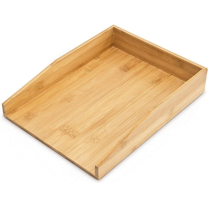 224359 - Relaxdays Tabaka Letrash prej Bambuje, Lartësi x Gjerësi x Thellësi: 6 x 25 x 33 cm, Natyrale, Kafe