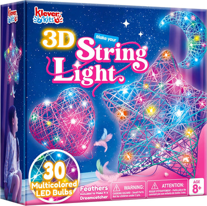 252149 - KLEVER KITS Set Arti me Fije 3D për Fëmijë, 30 Llampa LED Shumëngjyrëshe, Dhuratë Ditëlindjeje