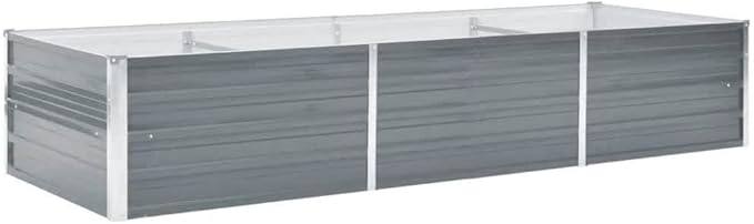 265629 - vidaXL Kopsht i Ngritur, Kuti Lulesh Gri, Çelik i Galvanizuar 240x80x45cm