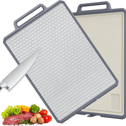 162705 - ROTTOGOON Dërrasë Prerjeje Kuzhine, Plastike e Fortë dhe Çelik Inoks, Dy Anë, Madhësia 40cm x 27cm, me Kanal, Dorezë Praktike dhe Mbështetëse Dyshemeje