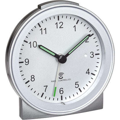 196808 - TFA DOSTMANN Orë me Alarm radio analoge, materiali Plastik, ngjyra Argjenti, dimensionet 81 x 31 x 84 mm, Modeli 60.1517.54