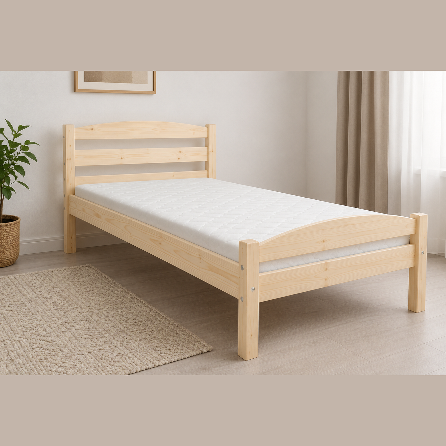265431 - vidaXL Kornizë Shtrati 90×200 cm – Dru Pishe Masiv, Ngjyrë Arrë (dysheku nuk përfshihet)