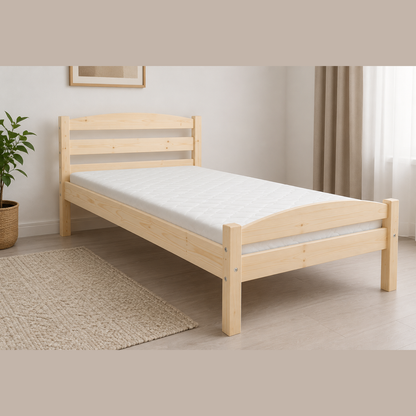 265431 - vidaXL Kornizë Shtrati 90×200 cm – Dru Pishe Masiv, Ngjyrë Arrë (dysheku nuk përfshihet)