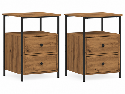 265619 - vidaXL Set me 2 Komodina për Dhomë Gjumi – Sonoma Oak, Dru i Përpunuar